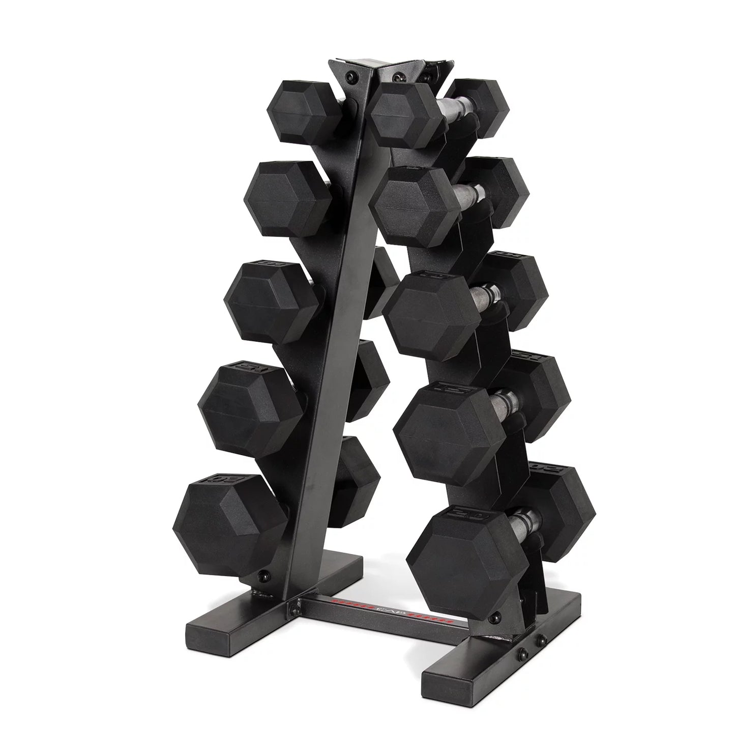 a Frame-Style Dumbbell Stand, Black (Holds 5 Pairs)